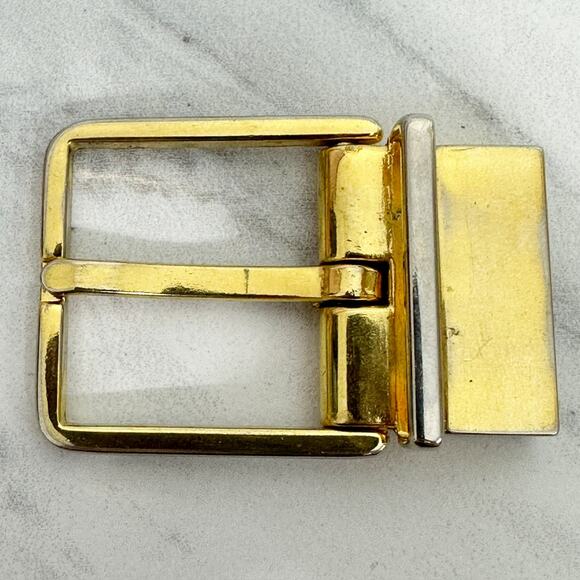 Vintage Reversible Gold Tone Simple Basic Belt Buckle - Picture 1 of 9